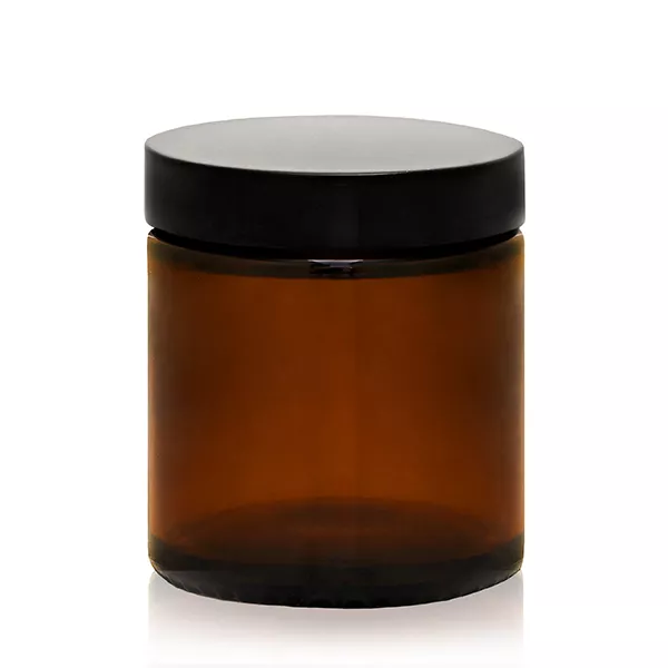 Słoik szklany brązowy 120 ml z czarną zakrętką