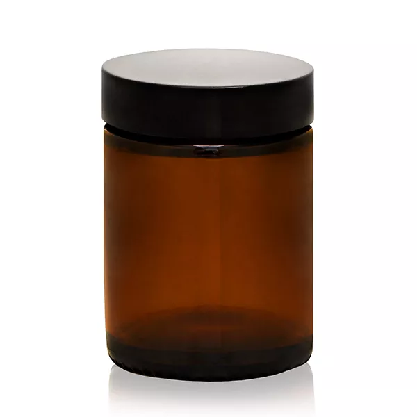 Słoik szklany brązowy 180 ml z czarną zakrętką